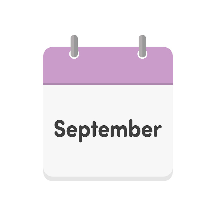 Calendar icons with the word September - simple and cute images of September events and appointments.