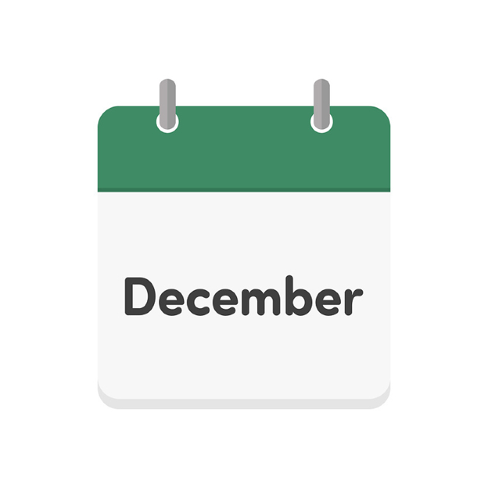 Calendar icons with the word December - simple and cute images of December events and appointments