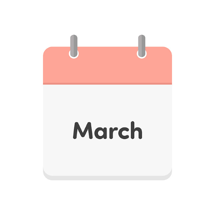 Calendar icons with the word March - simple and cute images of March events and appointments.