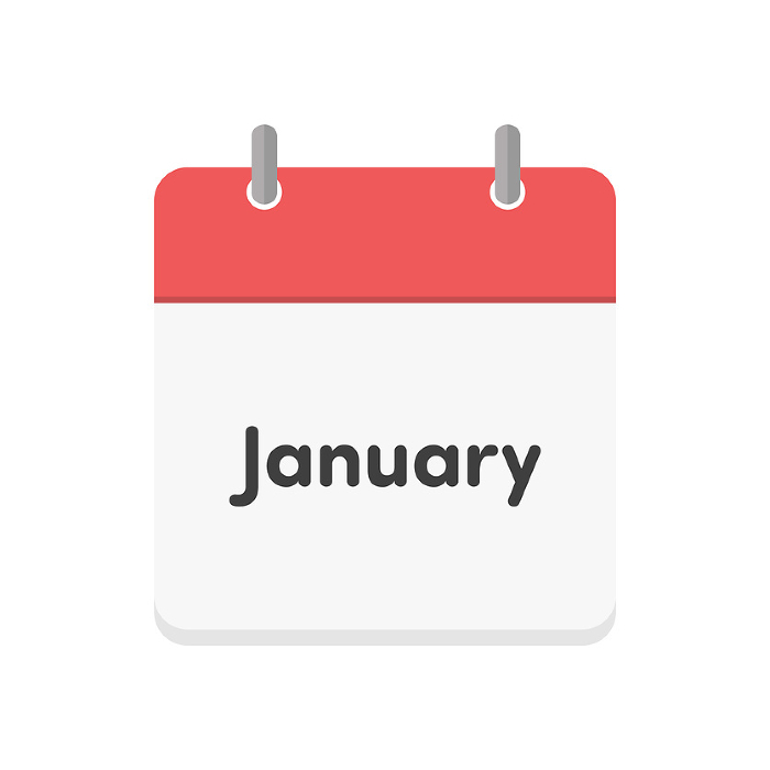 Calendar icon with the word January - simple and cute images of January events and appointments.