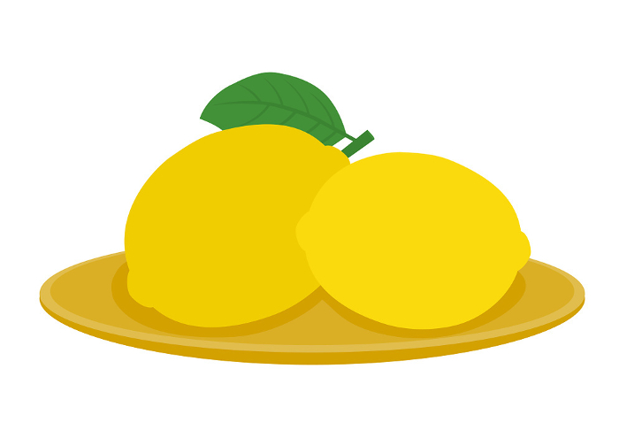 Illustration of two lemons on a basket dish