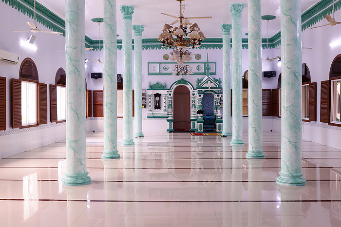 Masjid Nia mah mosque. Prayer hall with minbar and mihrab. Vietnam. Prayer Hall with minbar and mihrab, Masjid Nia mah Mosque, Chau Doc, Vietnam, Indochina, Southeast Asia, Asia, by Godong