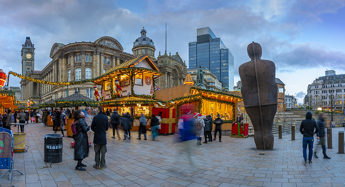 View of Christmas Market stalls in Victoria Square, Birmingham, West Midlands, England, United Kingdom, Europe View of Christmas Market stalls in Victoria Square, Birmingham, West Midlands, England, United Kingdom, Europe, by Frank Fell