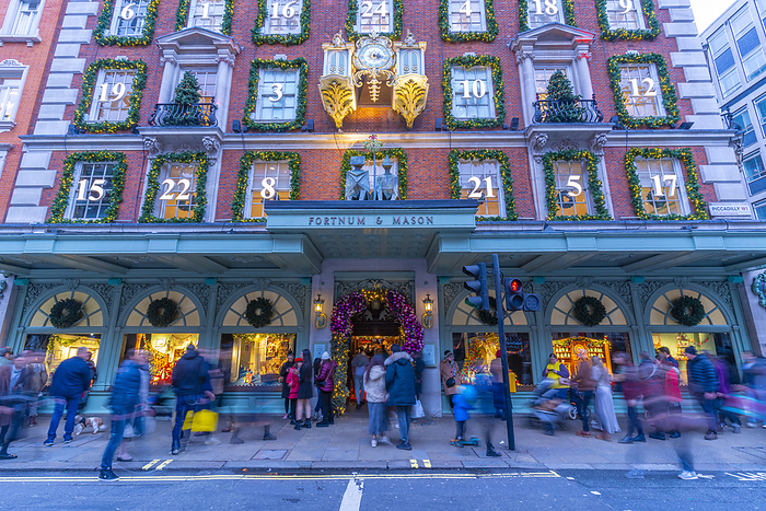 View of Fortnum and Mason s at Christmas in Piccadilly, Westminster, London, England, United Kingdom, Europe View of Fortnum and Mason s at Christmas in Piccadilly, Westminster, London, England, United Kingdom, Europe, by Frank Fell