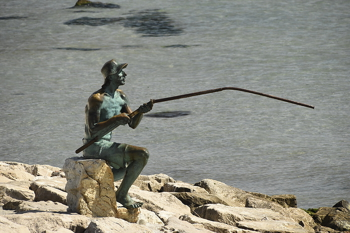 Sculpture of a fisherman, Durres, Albania, Europe Sculpture of a fisherman, Durres, Albania, Europe, by Michael Szafarczyk