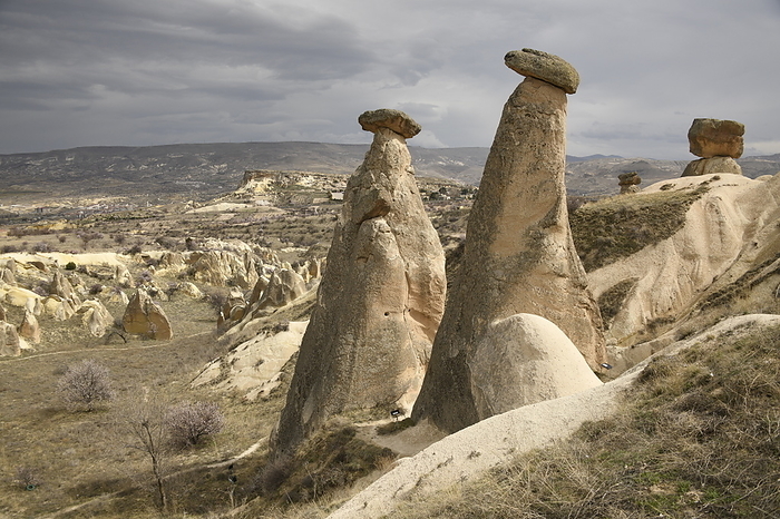Three Beauties Fairy Chimneys in Urgup Town, Cappadocia, Nevsehir, Turkey Three Beauties Fairy Chimneys, UNESCO World Heritage Site, Cappadocia, Nevsehir, Anatolia, Turkey, Asia Minor, Asia, by Michael Szafarczyk
