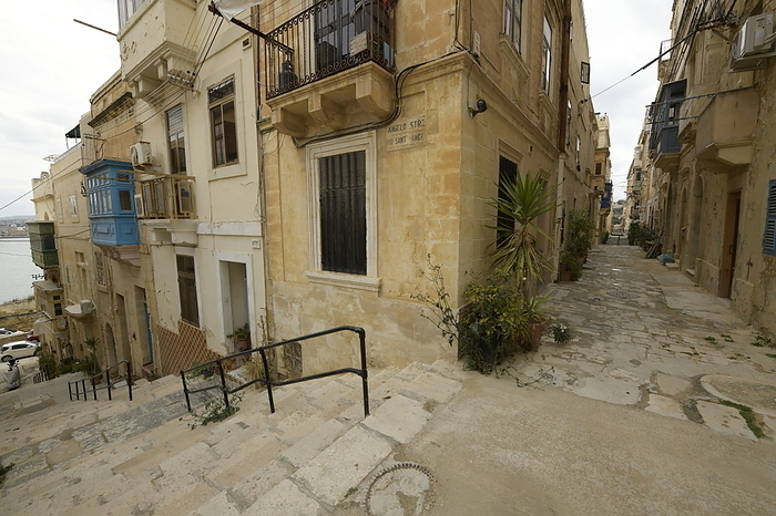 Corner with stairs, La Valetta, Malta Corner with stairs, La Valetta, Malta, Mediterranean, Europe, by Michael Szafarczyk