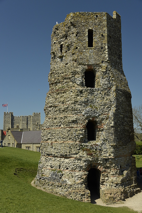 St. Mary in Castro and Roman Pharos, an ancient lighthouse, at Dover Castle, Dover, United Kingdom Roman Pharos, an ancient lighthouse, at Dover Castle, Dover, Kent, England, United Kingdom, Europe, by Michael Szafarczyk