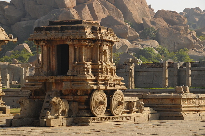Stone Chariot at Vitthala Temple, Hampi, India Stone Chariot at Vitthala Temple, Hampi, UNESCO World Heritage Site, Karnataka, India, Asia, by Michael Szafarczyk