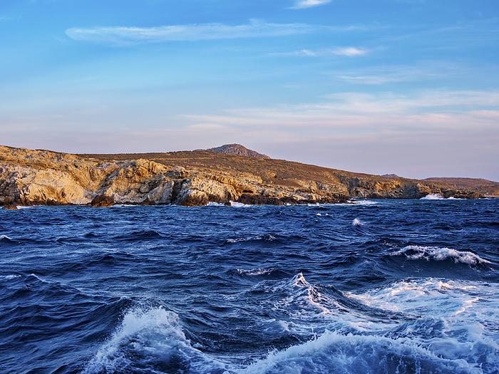 Coast of Delos Island at sunset, Cyclades, Greece Coast of Delos Island at sunset, Cyclades, Greek Islands, Greece, Europe, by Karol Kozlowski