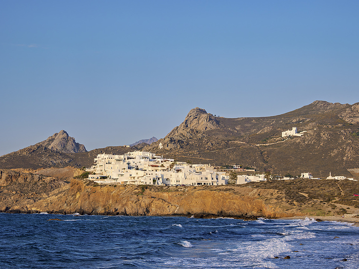 Chora waterfront at sunset, Naxos City, Naxos Island, Cyclades, Greece Chora waterfront at sunset, Naxos City, Naxos Island, Cyclades, Greek Islands, Greece, Europe, by Karol Kozlowski