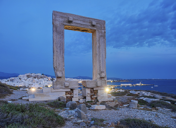 Temple of Apollo at dusk, Chora, Naxos City, Naxos Island, Cyclades, Greece Temple of Apollo at dusk, Chora, Naxos City, Naxos Island, Cyclades, Greek Islands, Greece, Europe, by Karol Kozlowski