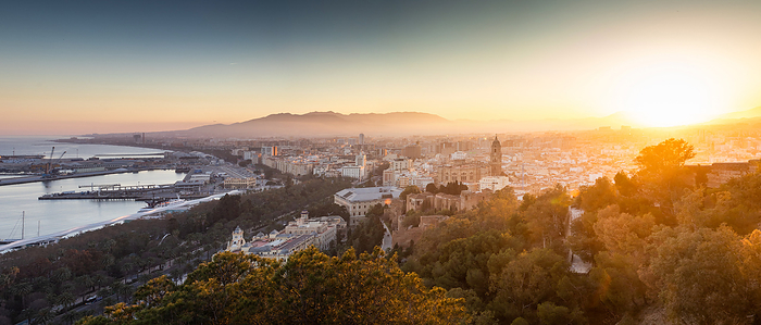 View over Malaga at sunset, Spain View over Malaga at sunset, Andalusia, Spain, Europe, by Nagy Melinda