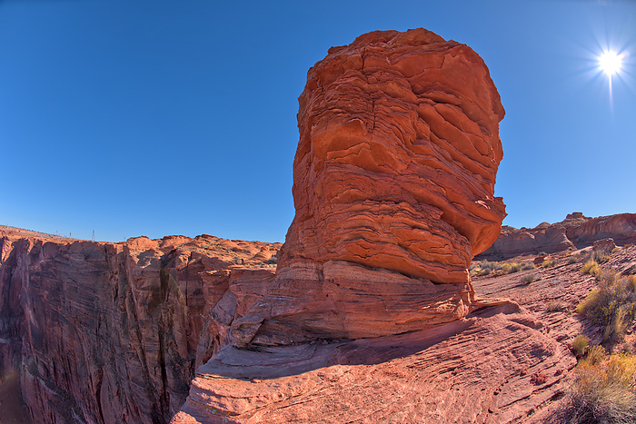 Sandstone hoodoo formation north of the Horseshoe Bend Overlook along the Colorado River in Page Arizona. Sandstone hoodoo formation north of the Horseshoe Bend Overlook along the Colorado River in Page, Arizona, United States of America, North America, by Steven Love
