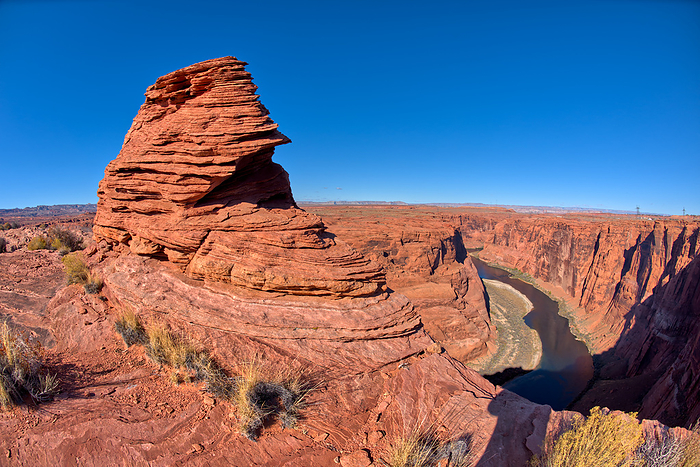 Sandstone hoodoo formation north of the Horseshoe Bend Overlook along the Colorado River in Page Arizona. Sandstone hoodoo formation north of the Horseshoe Bend Overlook along the Colorado River in Page, Arizona, United States of America, North America, by Steven Love