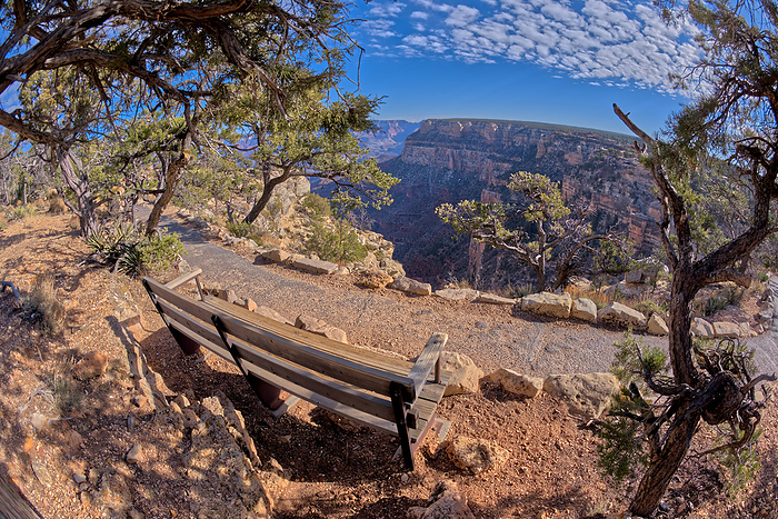 A sitting bench along the rim trail overlooking Grand Canyon South Rim Arizona off of Hermit Road. A bench along the rim trail overlooking Grand Canyon South Rim off Hermit Road, Grand Canyon, UNESCO World Heritage Site, Arizona, United States of America, North America, by Steven Love