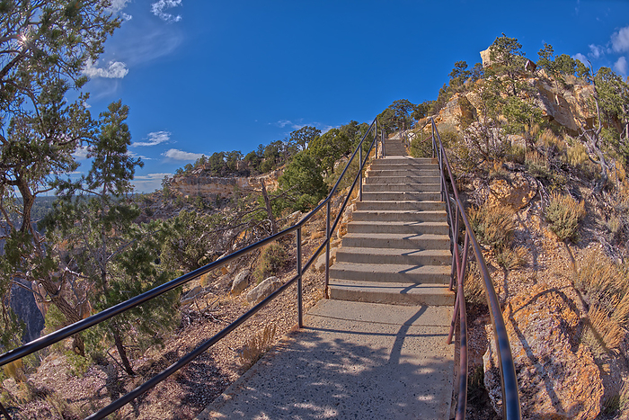 Stairway leading down to the Trailview Overlook East Vista at Grand Canyon South Rim Arizona, off of Hermit Road. Stairway leading down to the Trailview Overlook East Vista at Grand Canyon South Rim, off Hermit Road, Grand Canyon, Arizona, United States of America, North America, by Steven Love