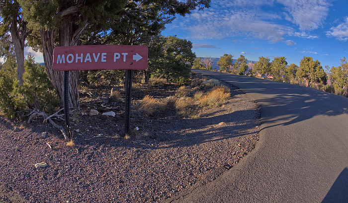 A sign marking the one way entrance to Mohave Point off of Hermit Road at Grand Canyon Arizona. A sign marking the one way entrance to Mohave Point off of Hermit Road, Grand Canyon, UNESCO World Heritage Site, Arizona, United States of America, North America, by Steven Love