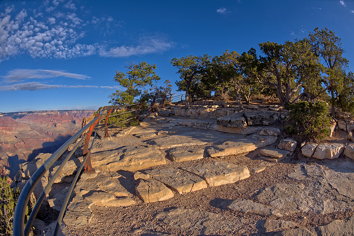 The safety railed stone cliff of the Mohave Point Overlook at Grand Canyon Arizona. The safety railed stone cliff of the Mohave Point Overlook, Grand Canyon, UNESCO World Heritage Site, Arizona, United States of America, North America, by Steven Love