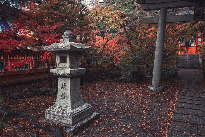 A shrine in Bishamon d  Buddhist temple with autumn colors in Kyoto, Japan A shrine in Bishamon do Buddhist temple with autumn colors, Kyoto, Honshu, Japan, Asia, by Francesco Fanti