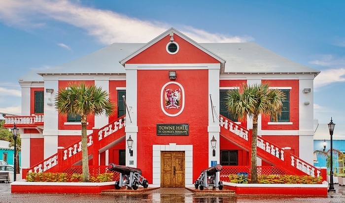 The Town Hall at St George s Bermuda, the original capital of Bermuda. It was built in 1782. The Town Hall, built in 1782, at St. George s, the original capital of Bermuda, Bermuda, North Atlantic, North America, by Barry Davis