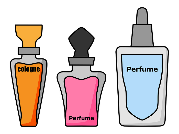 Illustration set of colorful perfumes and colognes