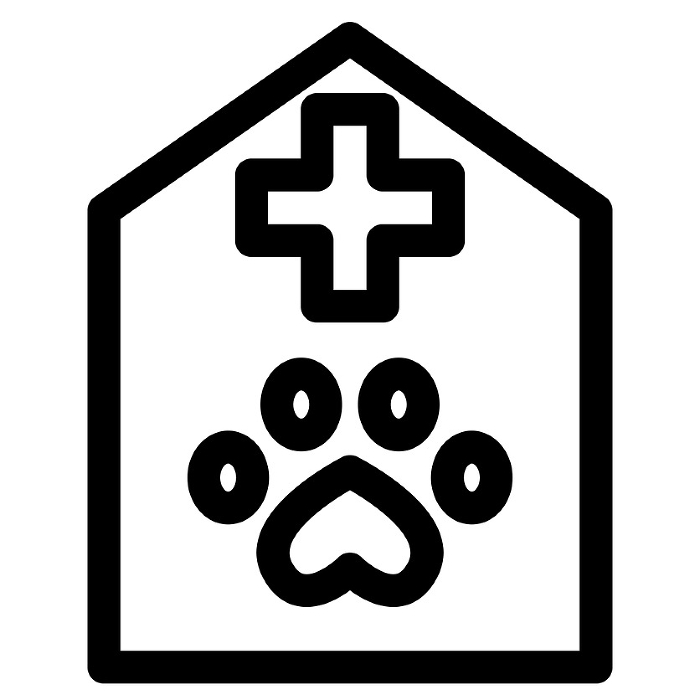 Line style icons representing pets, veterinary clinics, and veterinarians