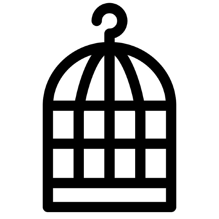 Line style icon representing a bird, birdcage