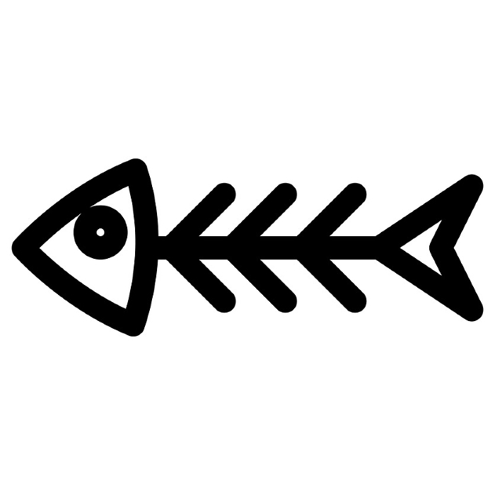 Line style icons representing fish, fish bones