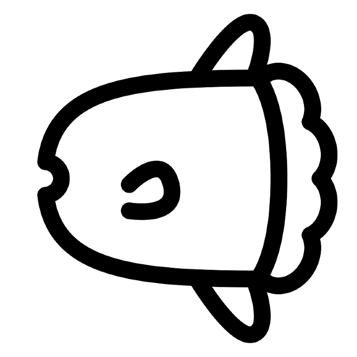Line style icons representing fish, sunfish