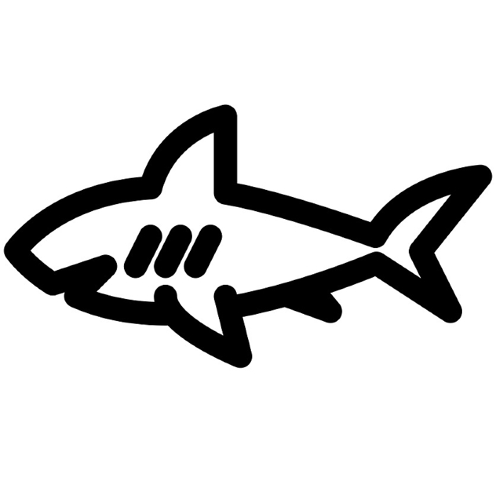 Line style icons representing fish, sharks