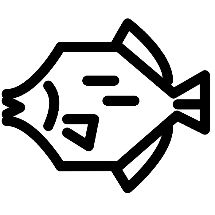 Line style icons representing fish, leatherfish