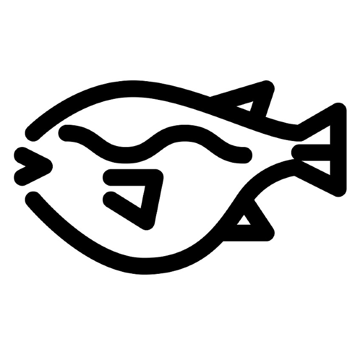 Line style icons representing fish, pufferfish
