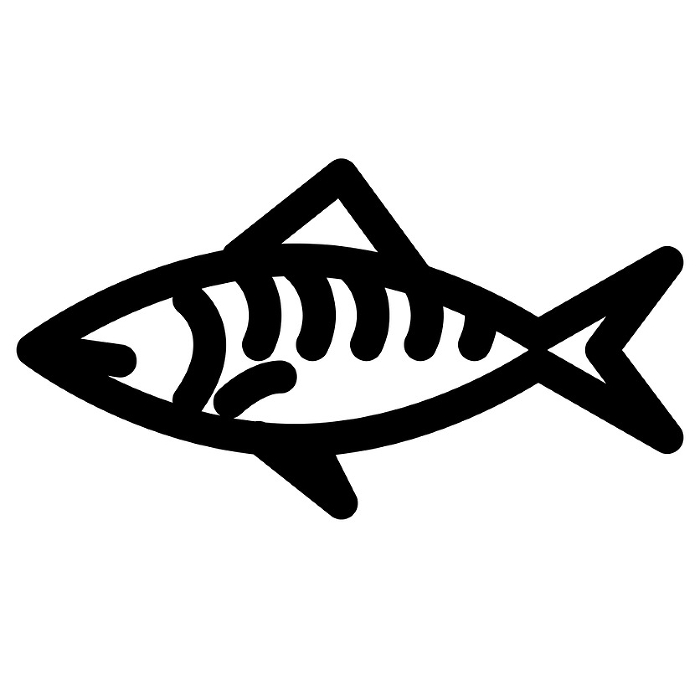 Line style icons representing fish and mackerel