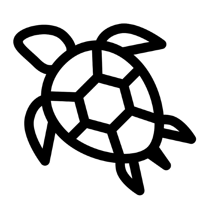 Line style icons representing sea creatures and turtles