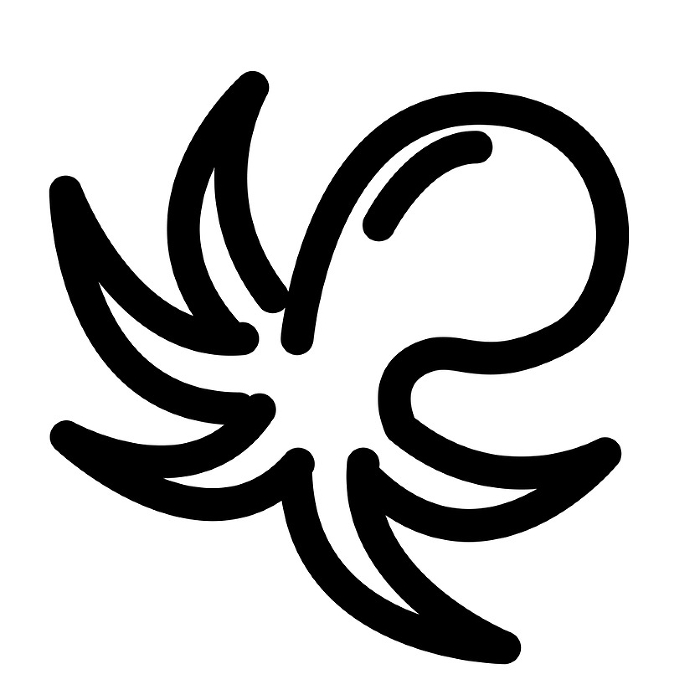 Line style icon representing the octopus, a creature of the sea