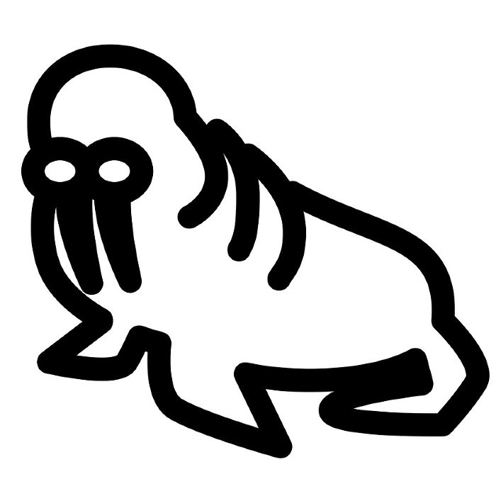 Line style icon representing the sea creature, the walrus