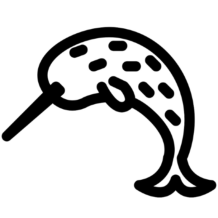 Line style icon representing the sea creature, the narwhal