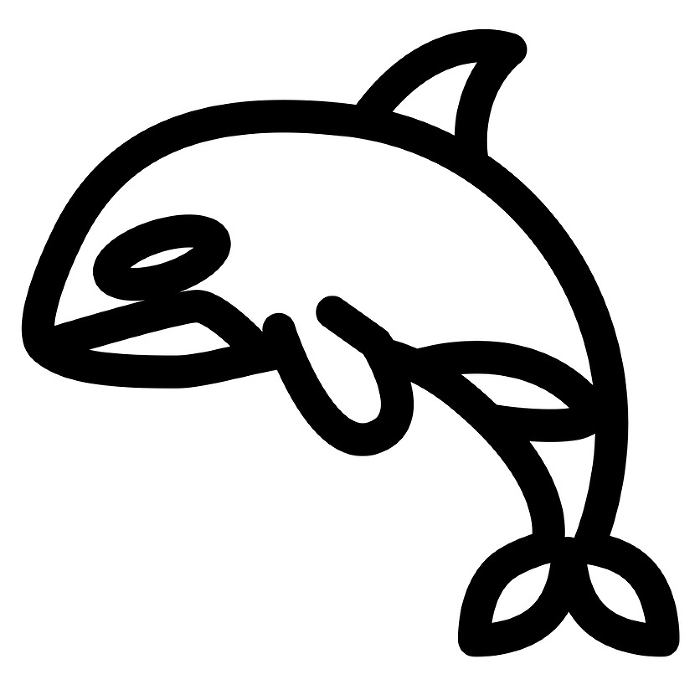 Line style icon representing the sea creature, the killer whale