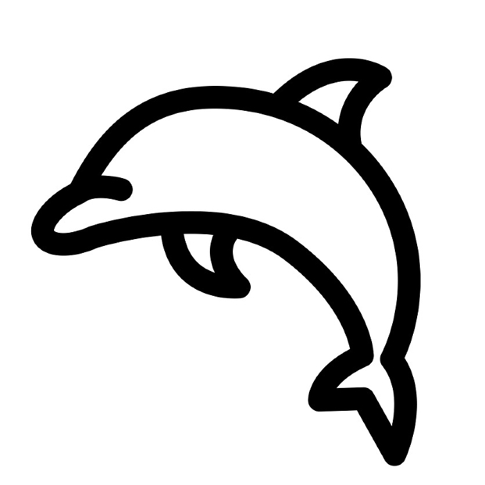 Line style icons representing sea creatures and dolphins