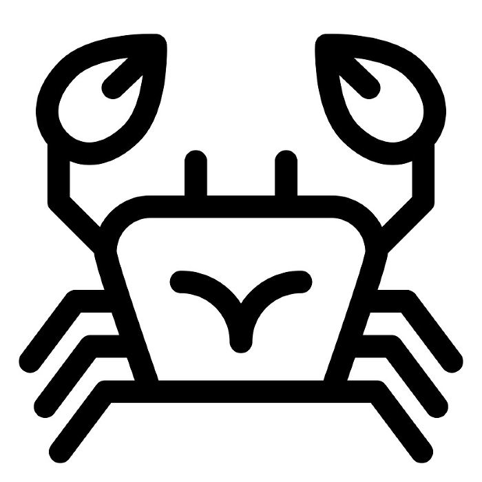 Line style icons representing crustaceans and crabs