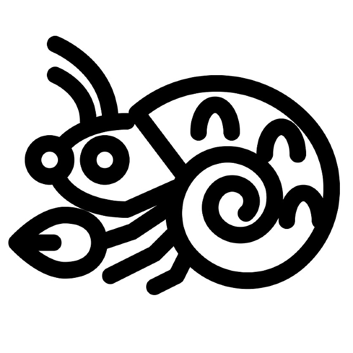 Line style icons representing crustaceans and hermit crabs