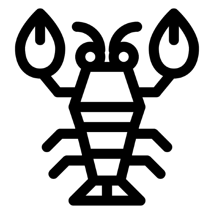 Line style icons representing crustaceans and lobsters