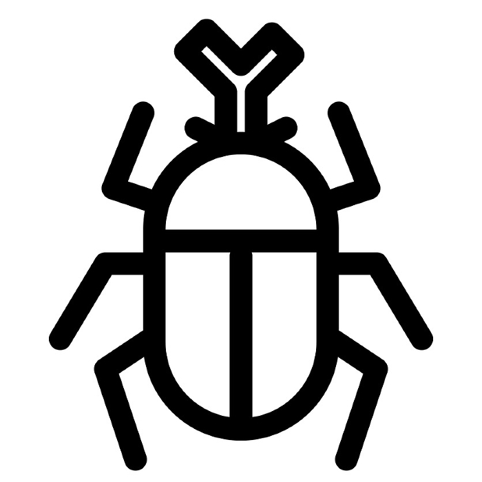 Line style icons representing insects and beetles