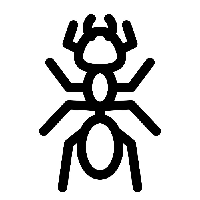 Line style icons representing insects and ants