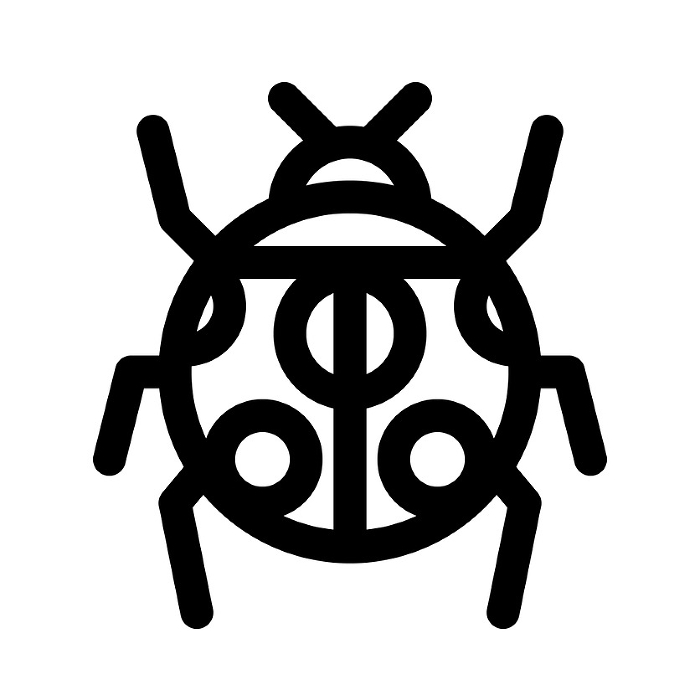 Line style icons representing insects, ladybugs