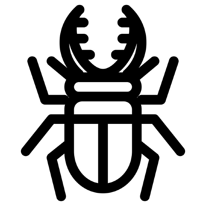 Line style icons representing insects and stag beetles