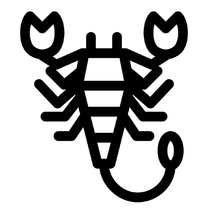 Line style icons representing pests and scorpions