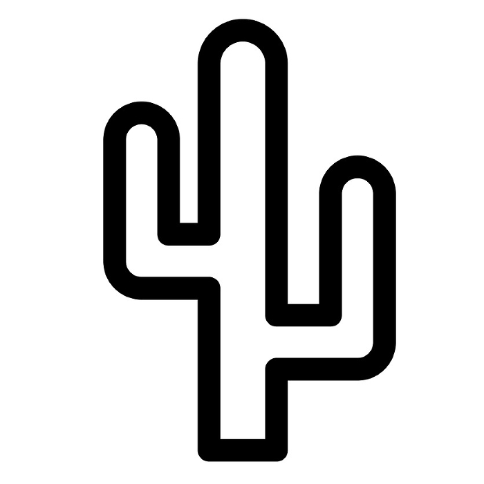 Line style icons representing trees, cactus