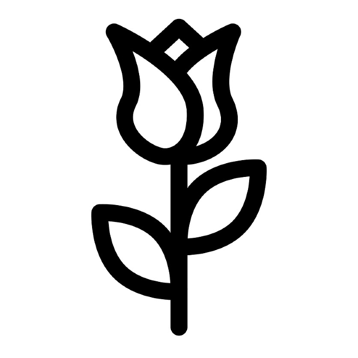 Line style icons representing flowers, tulips
